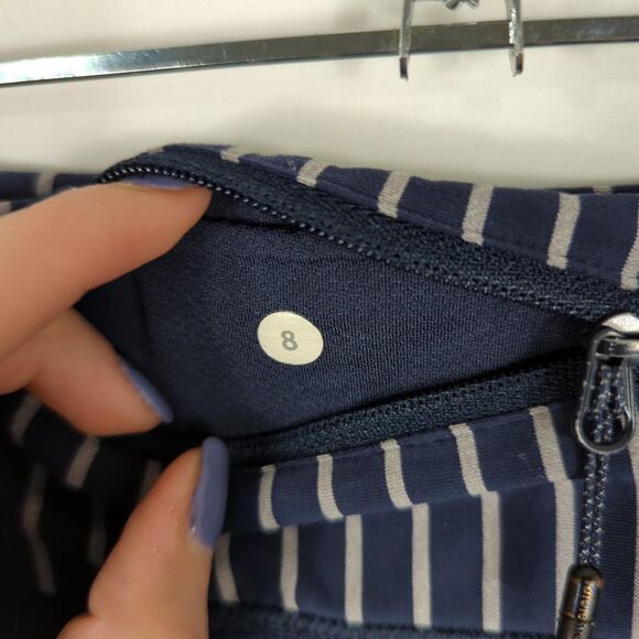 Lululemon Run Speed Short 4-way Stretch Stripe Inkwell Heathered Slate Size 8 - Picture 6 of 7